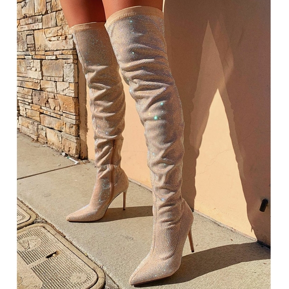 πππ πππDiamond Luxury Over Knee Boot -NUDE - Picture 6 of 9